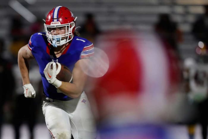 Jefferson (Georgia) two-way star Sammy Brown advances the ball in w 48-14 win over Jackson on Nov. 10.